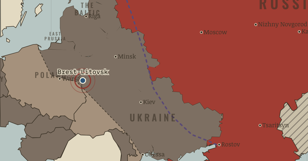 Map showing Brest-Litovsk — The Russian Revolution, 1905–1924