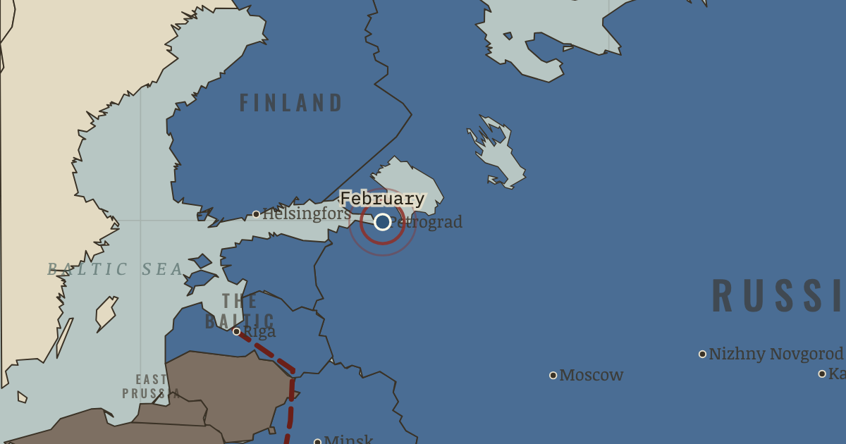 Map showing February in Petrograd — The Russian Revolution, 1905–1924
