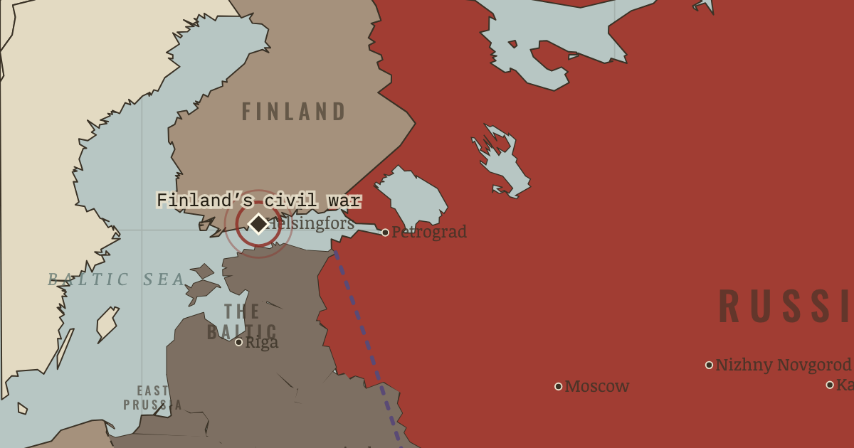 Map showing Finland’s civil war — The Russian Revolution, 1905–1924
