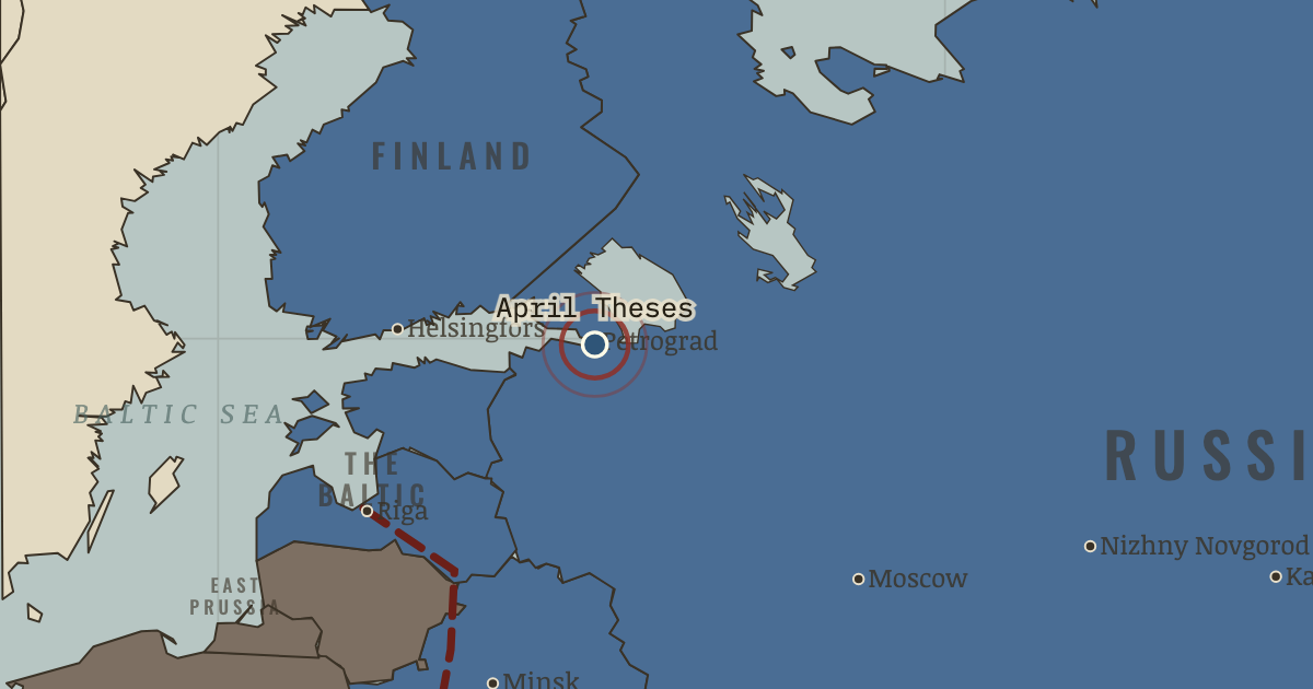Map showing Lenin returns: the April Theses — The Russian Revolution, 1905–1924
