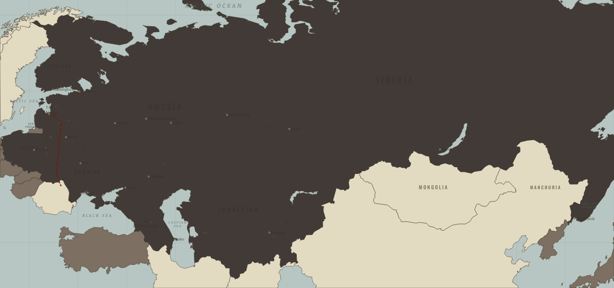 Map of revolutionary Russia in AUG 1914: The empire at war