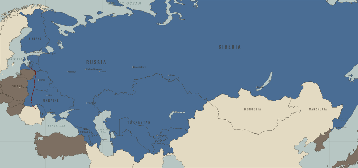 Map of revolutionary Russia in JUL 1917: Dual power falters