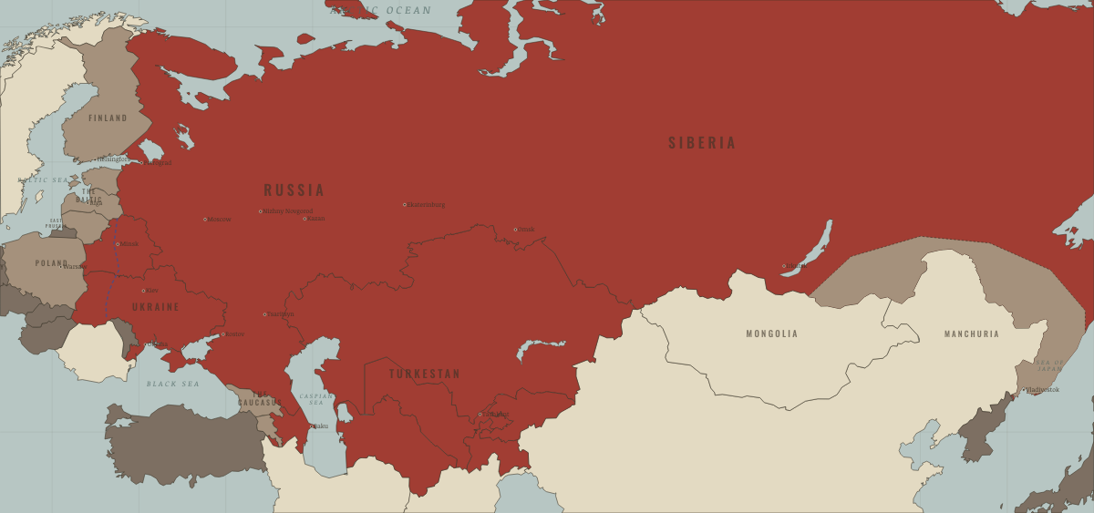 Map of revolutionary Russia in NOV 1920: The Crimea evacuated