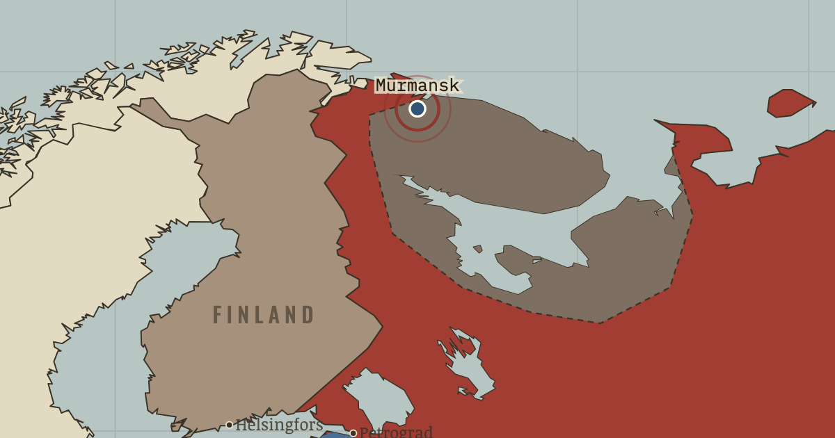 Map showing Murmansk — The Russian Revolution, 1905–1924