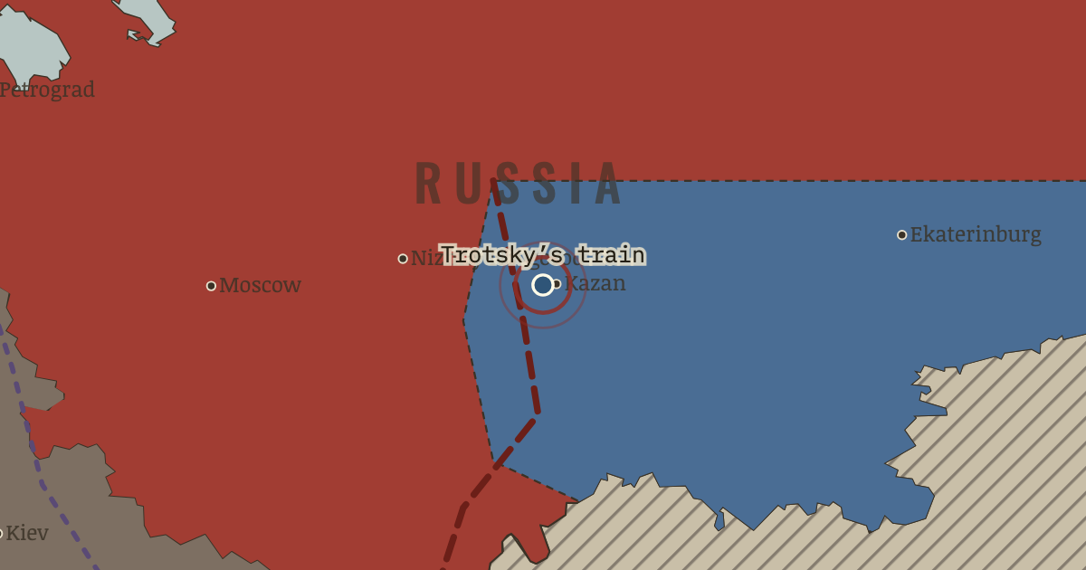 Map showing Sviyazhsk: Trotsky’s train — The Russian Revolution, 1905–1924