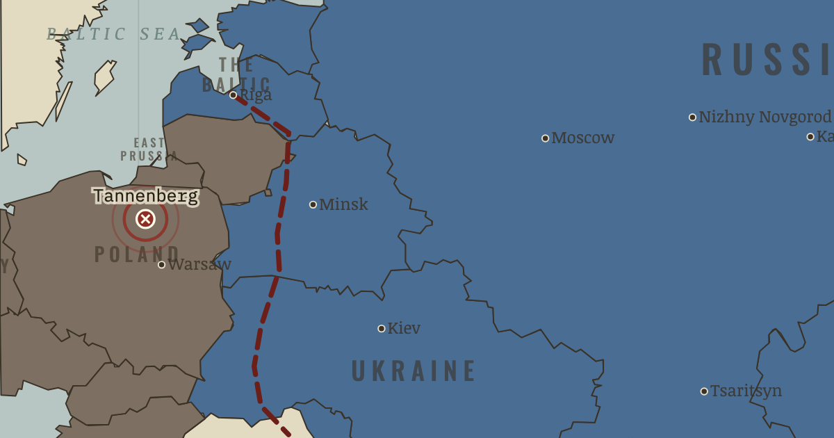 Map showing Tannenberg — The Russian Revolution, 1905–1924