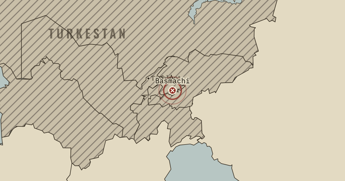 Map showing The Basmachi revolt — The Russian Revolution, 1905–1924