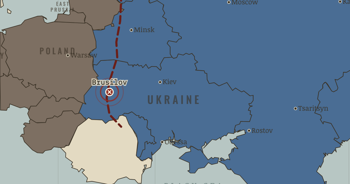 Map showing The Brusilov Offensive — The Russian Revolution, 1905–1924