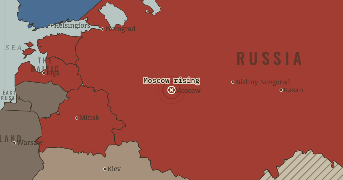 Map showing The fight for Moscow — The Russian Revolution, 1905–1924