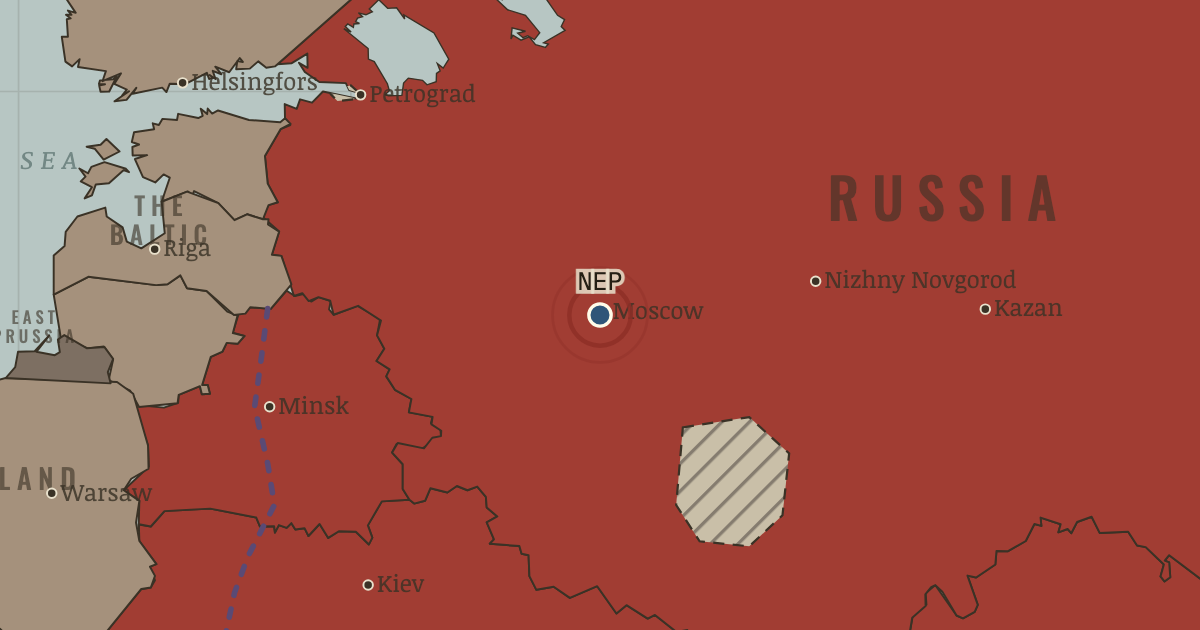 Map showing The New Economic Policy — The Russian Revolution, 1905–1924