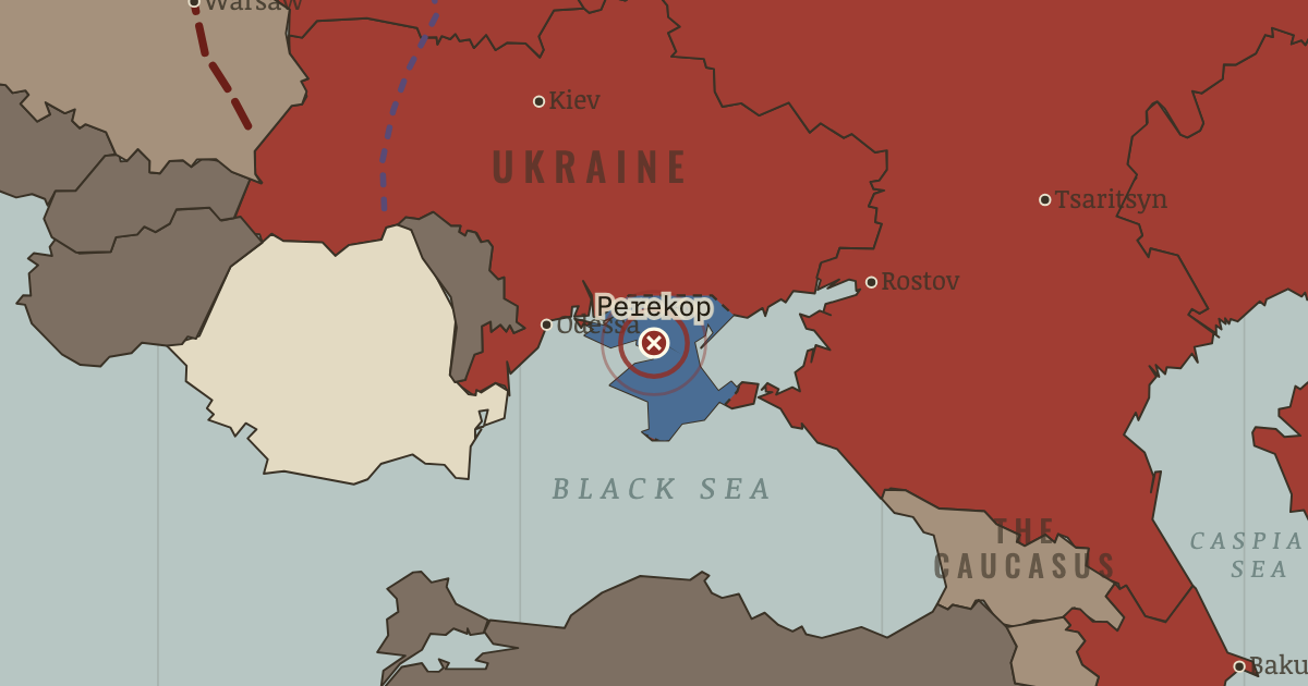 Map showing The storm of Perekop — The Russian Revolution, 1905–1924