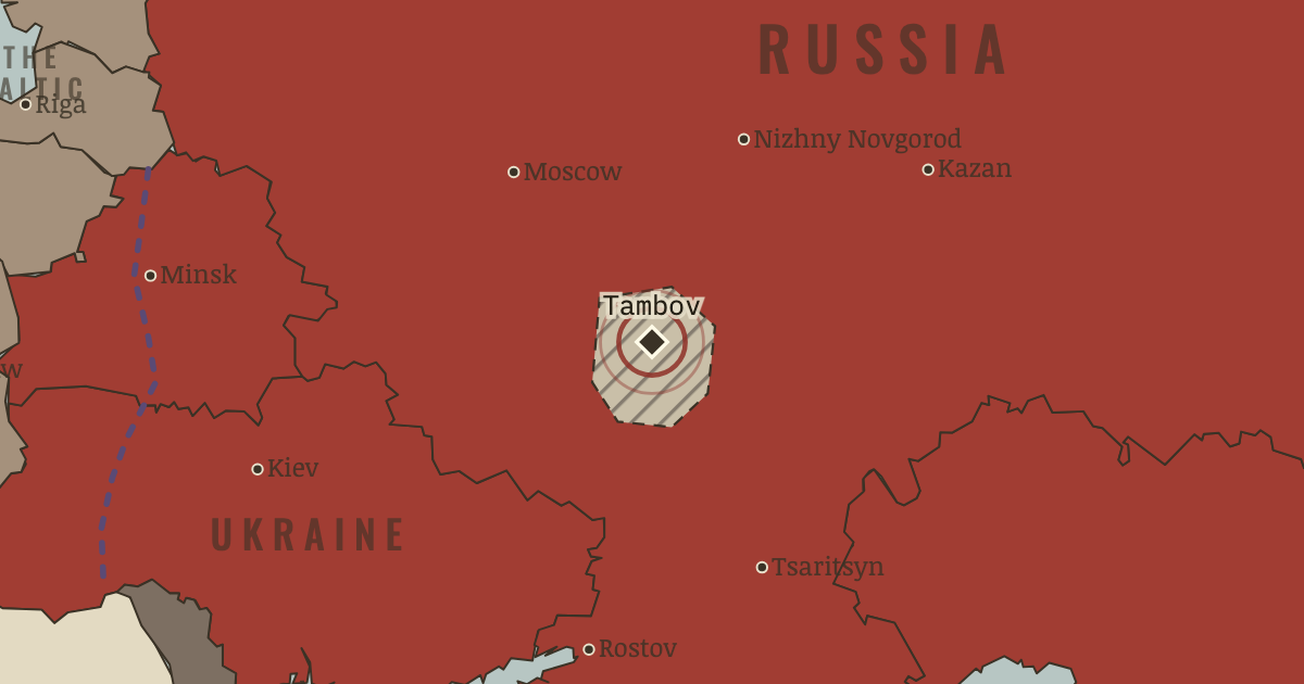 Map showing The Tambov rebellion — The Russian Revolution, 1905–1924