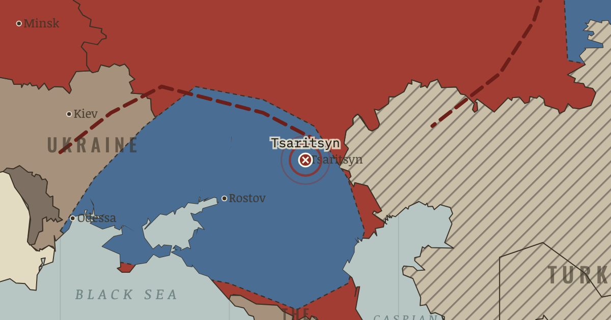 Map showing Tsaritsyn — The Russian Revolution, 1905–1924