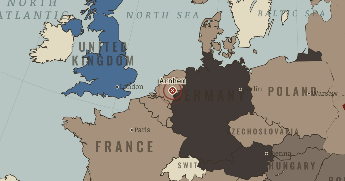 Map showing Arnhem — The War Room — WW2, 1936–1945