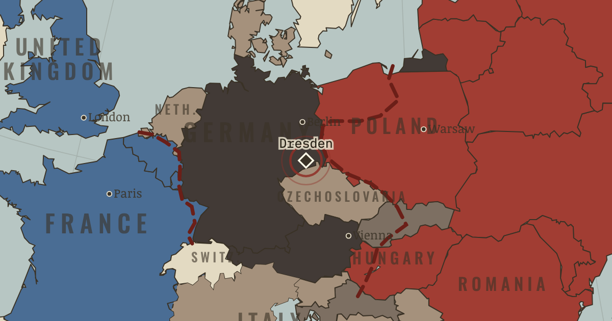 Map showing Bombing of Dresden — The War Room — WW2, 1936–1945