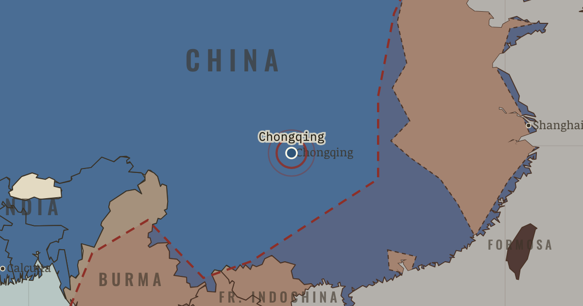 Map showing Chongqing — The War Room — WW2, 1936–1945