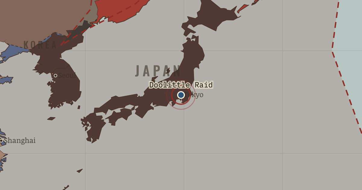 Map showing Doolittle Raid — The War Room — WW2, 1936–1945