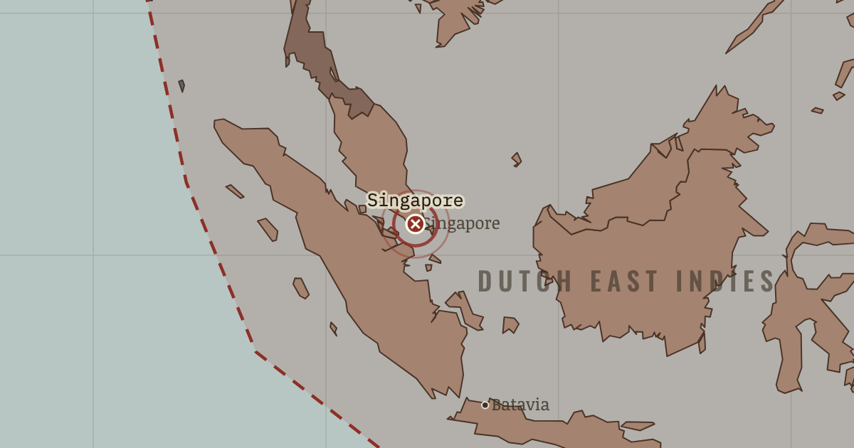 Map showing Fall of Singapore — The War Room — WW2, 1936–1945