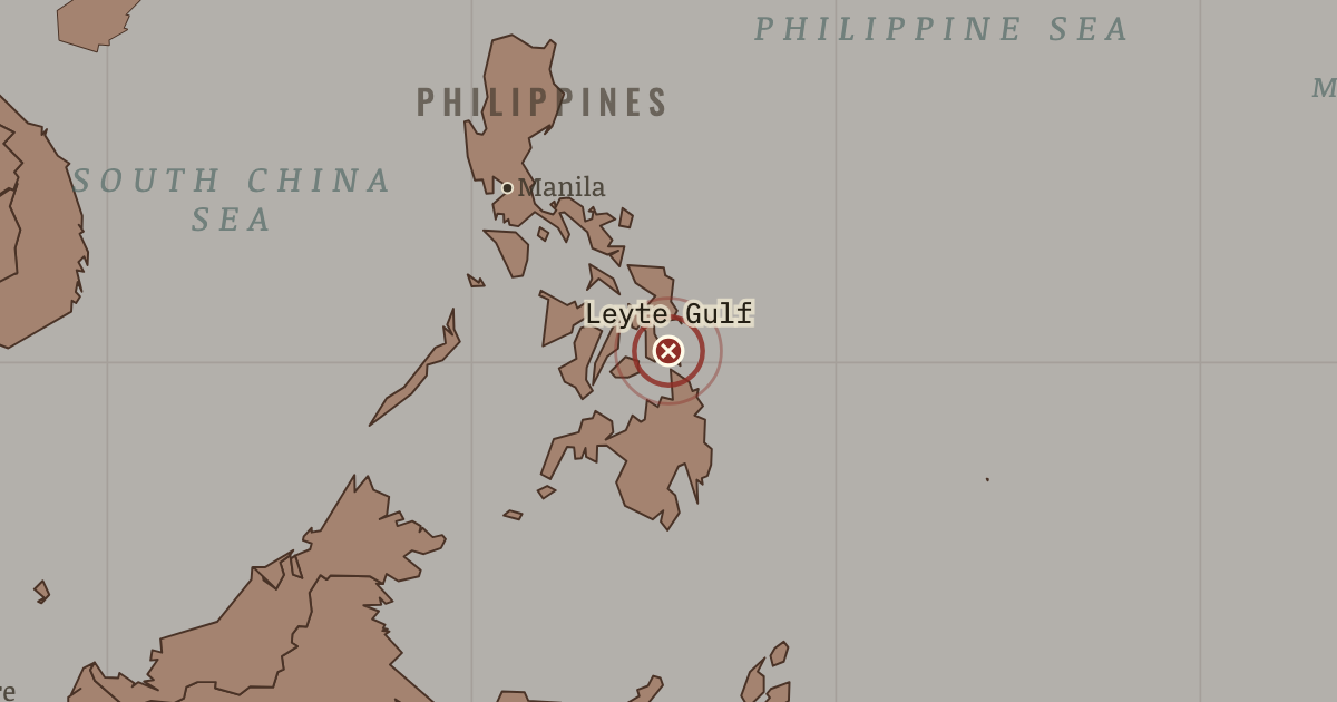 Map showing Leyte Gulf — The War Room — WW2, 1936–1945