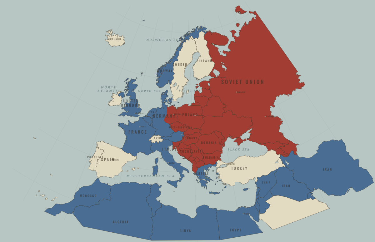 Map of Europe in WW2 in 1945 —: An iron curtain descends