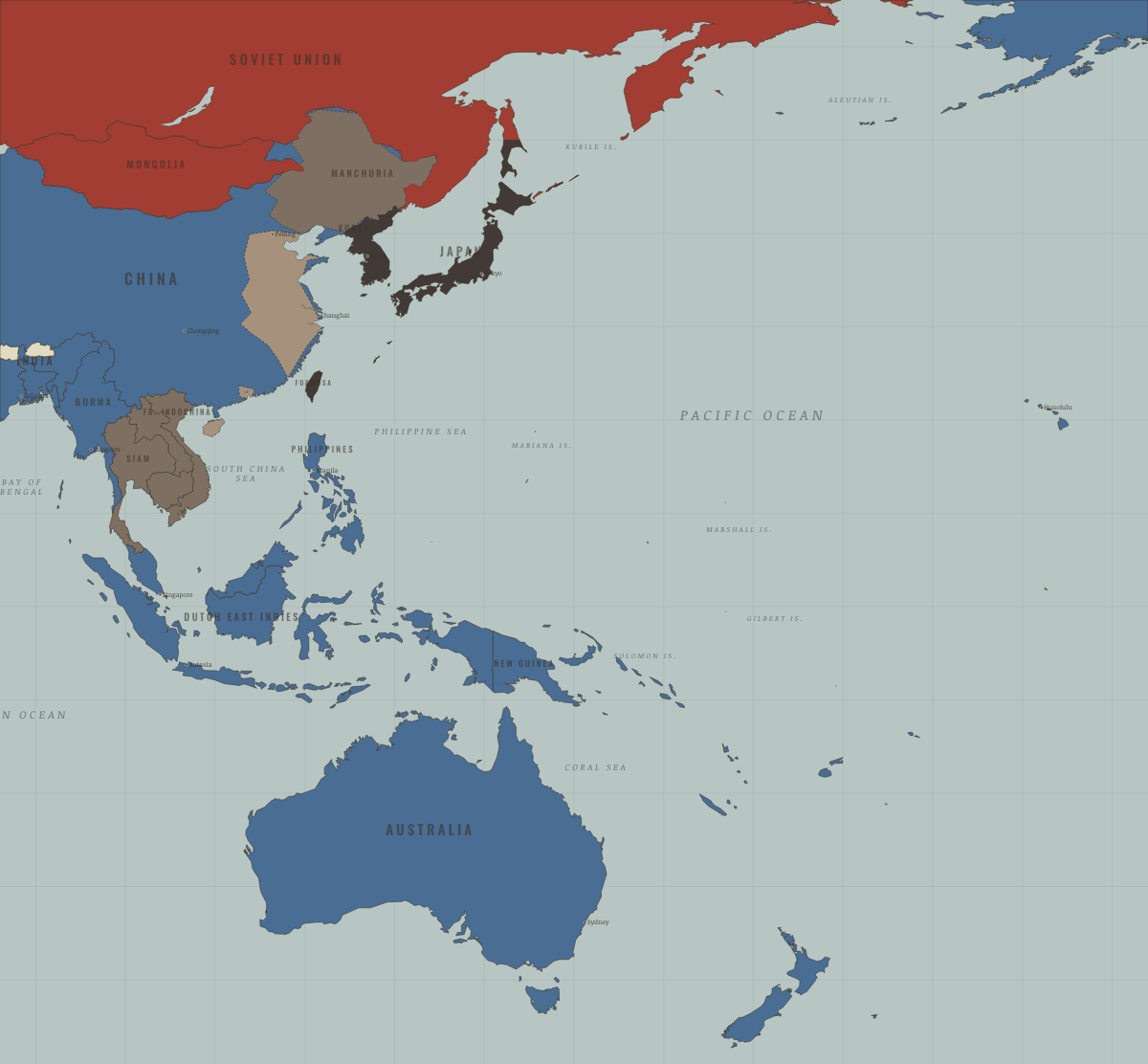 Map of the Pacific in WW2 in DEC 1941: The Pacific ignites