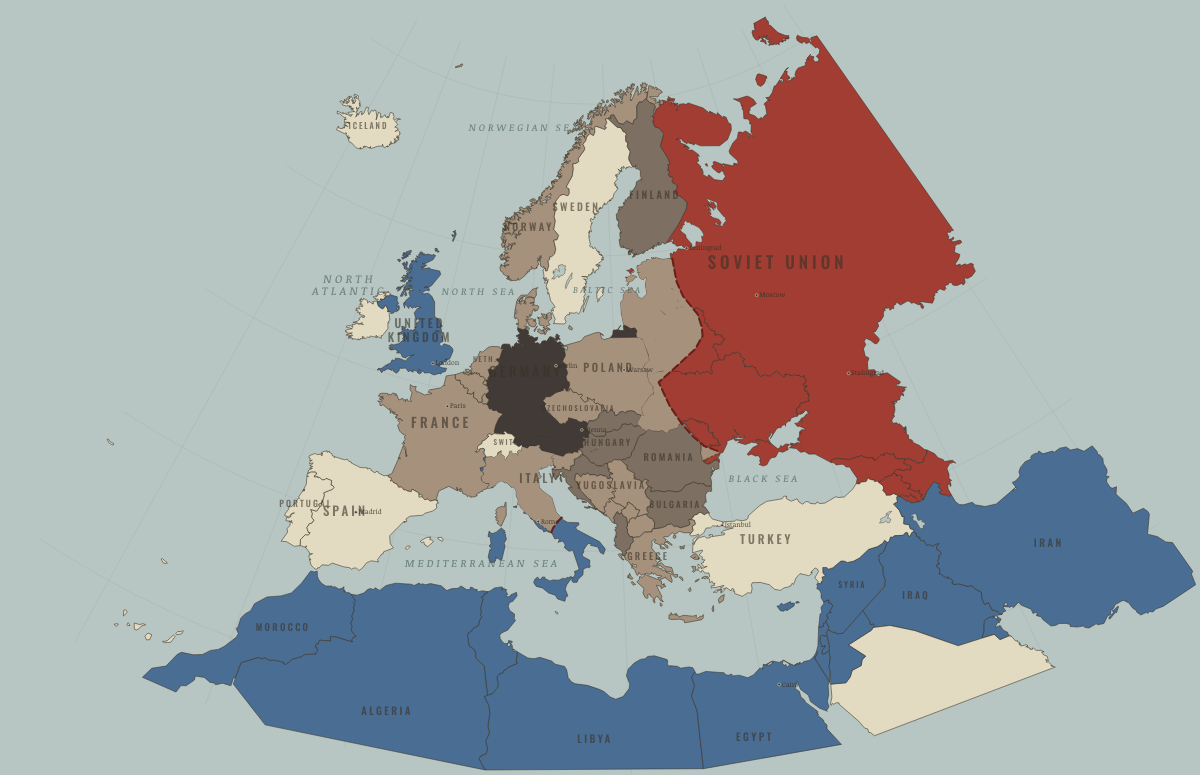 Map of Europe in WW2 in JUN 1944: The vice closes