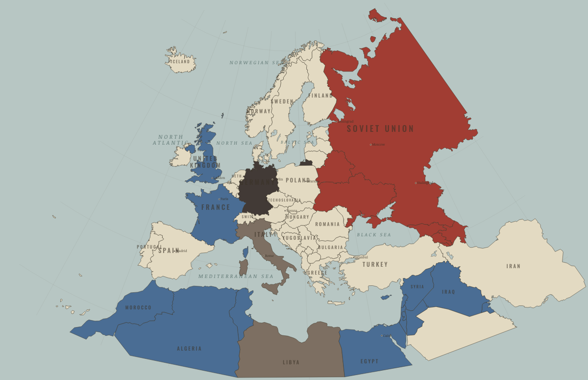 Map of Europe in WW2 in MAR 1936: An armed peace