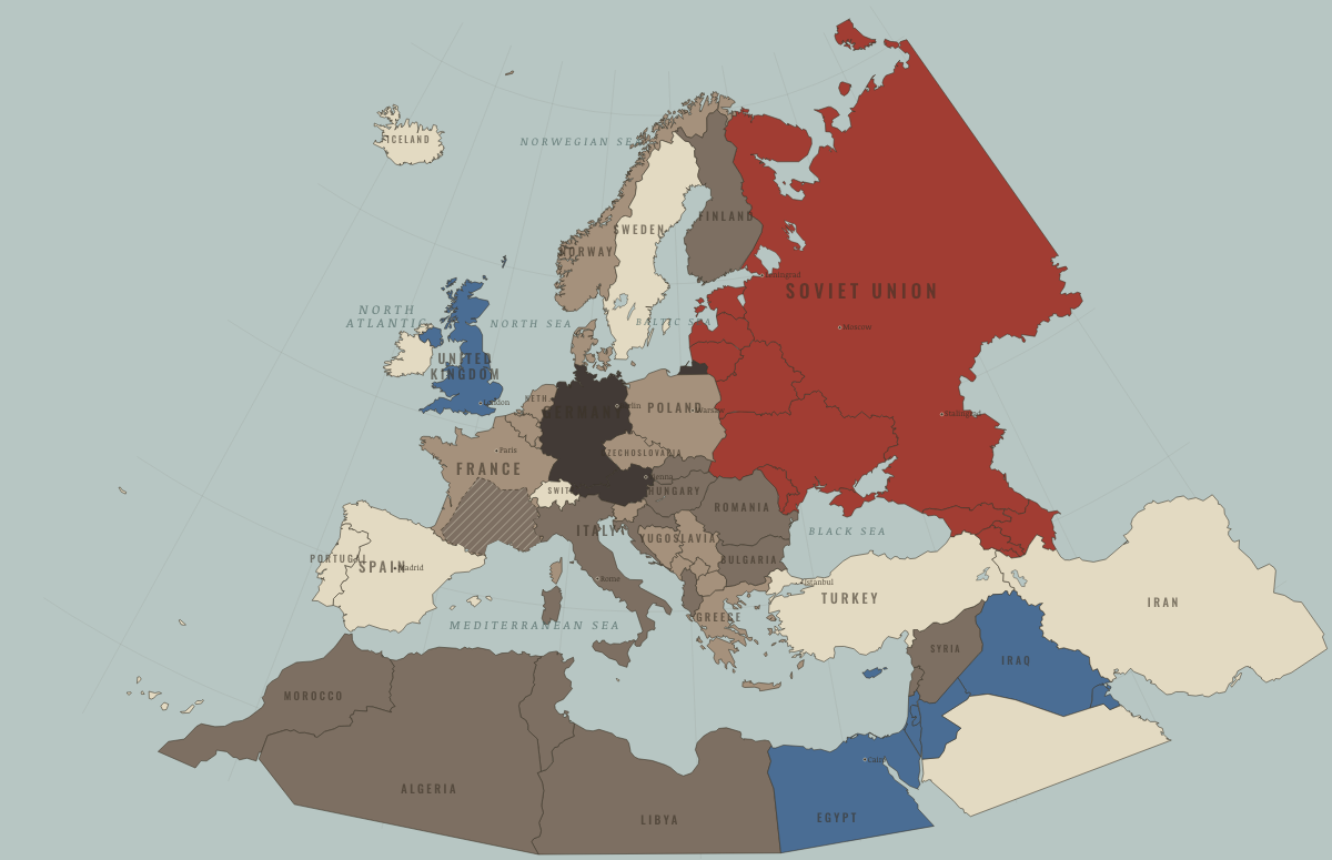 Map of Europe in WW2 in MAY 1941: The Balkans overrun