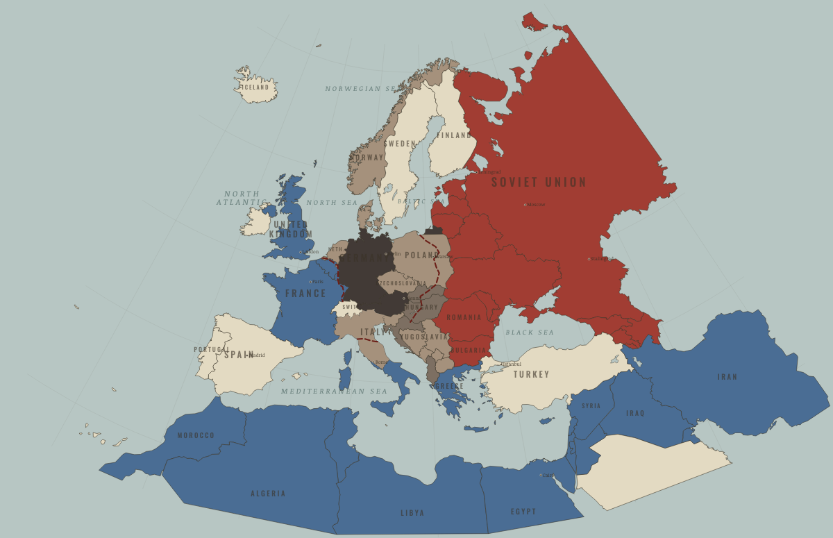Map of Europe in WW2 in SEP 1944: France liberated