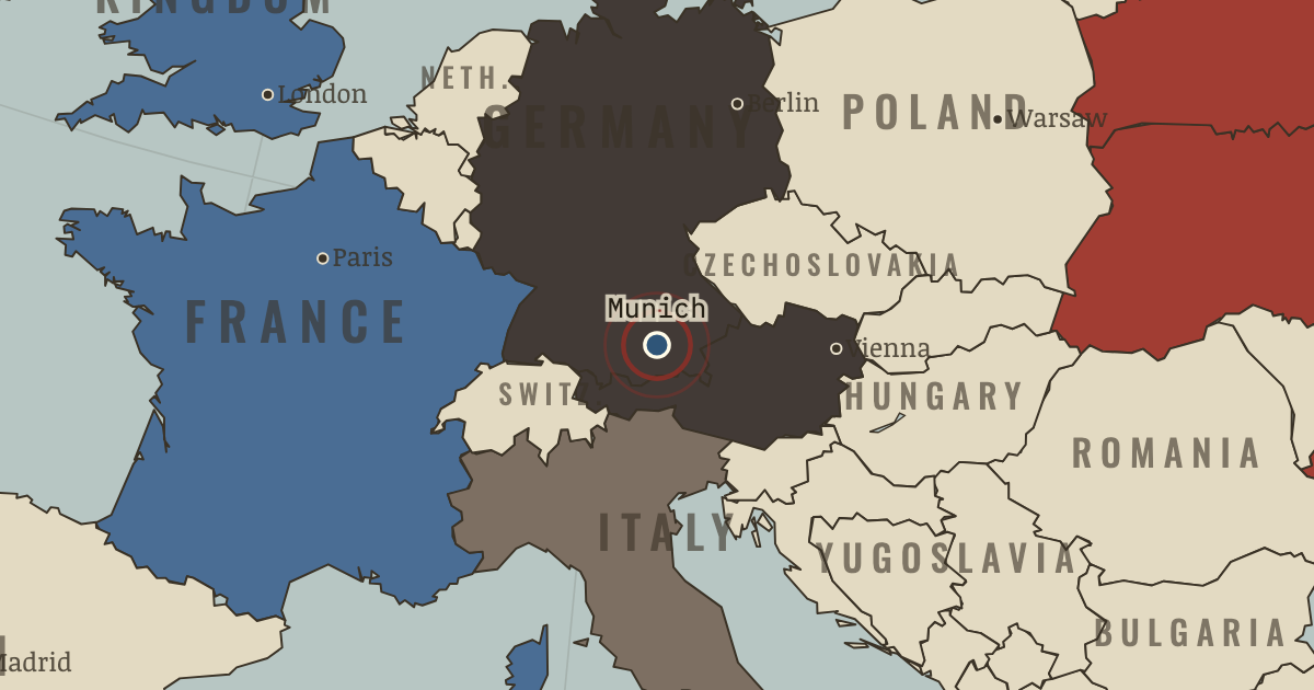 Map showing Munich Conference — The War Room — WW2, 1936–1945