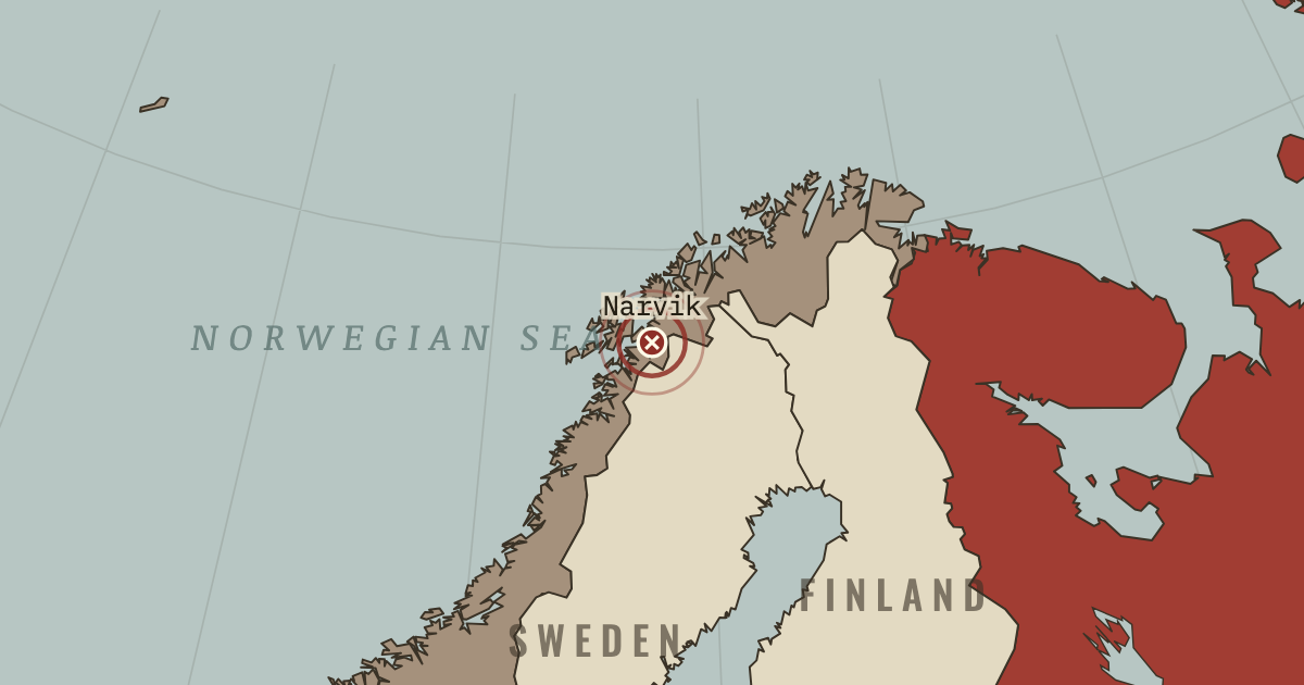 Map showing Narvik — The War Room — WW2, 1936–1945