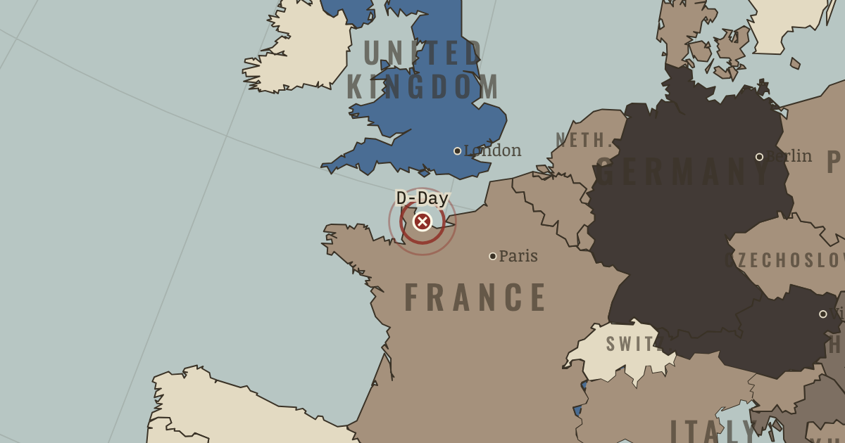 Map showing Normandy — D-Day — The War Room — WW2, 1936–1945