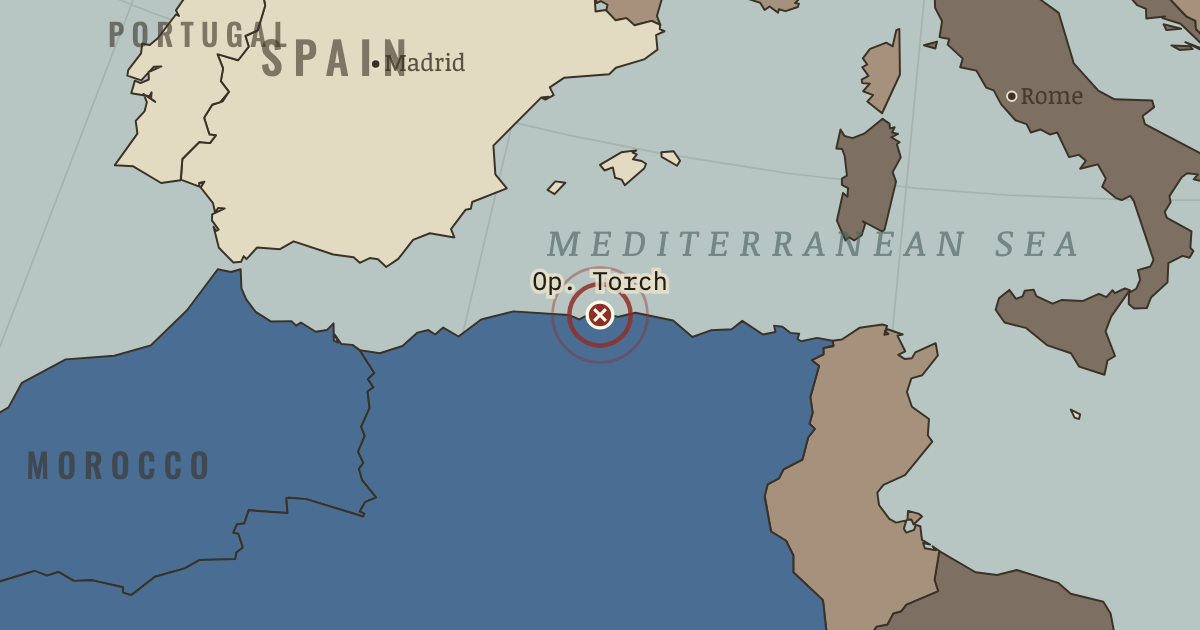 Map showing Operation Torch — The War Room — WW2, 1936–1945