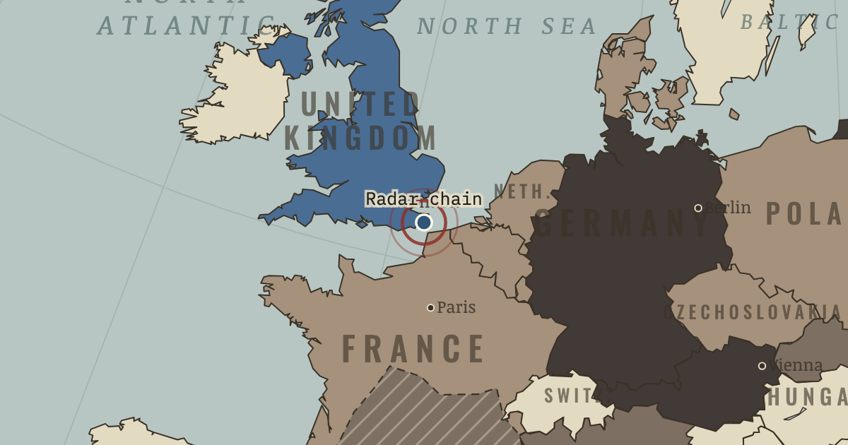 Map showing Radar & the Channel — The War Room — WW2, 1936–1945