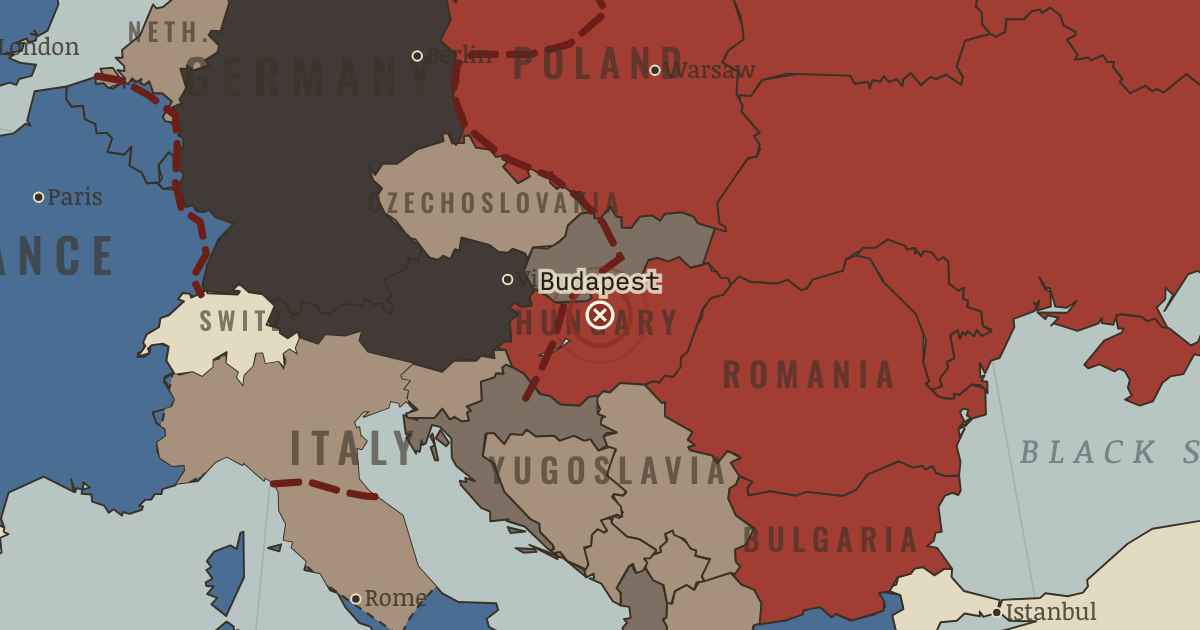Map showing Siege of Budapest — The War Room — WW2, 1936–1945
