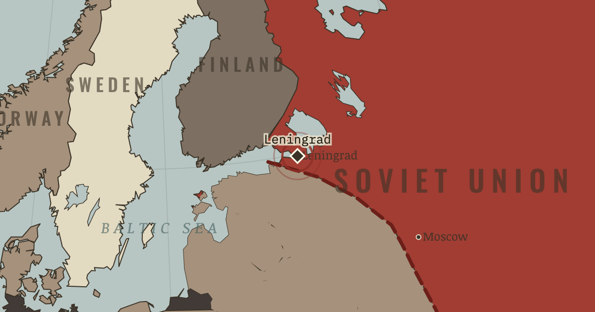 Map showing Siege of Leningrad — The War Room — WW2, 1936–1945