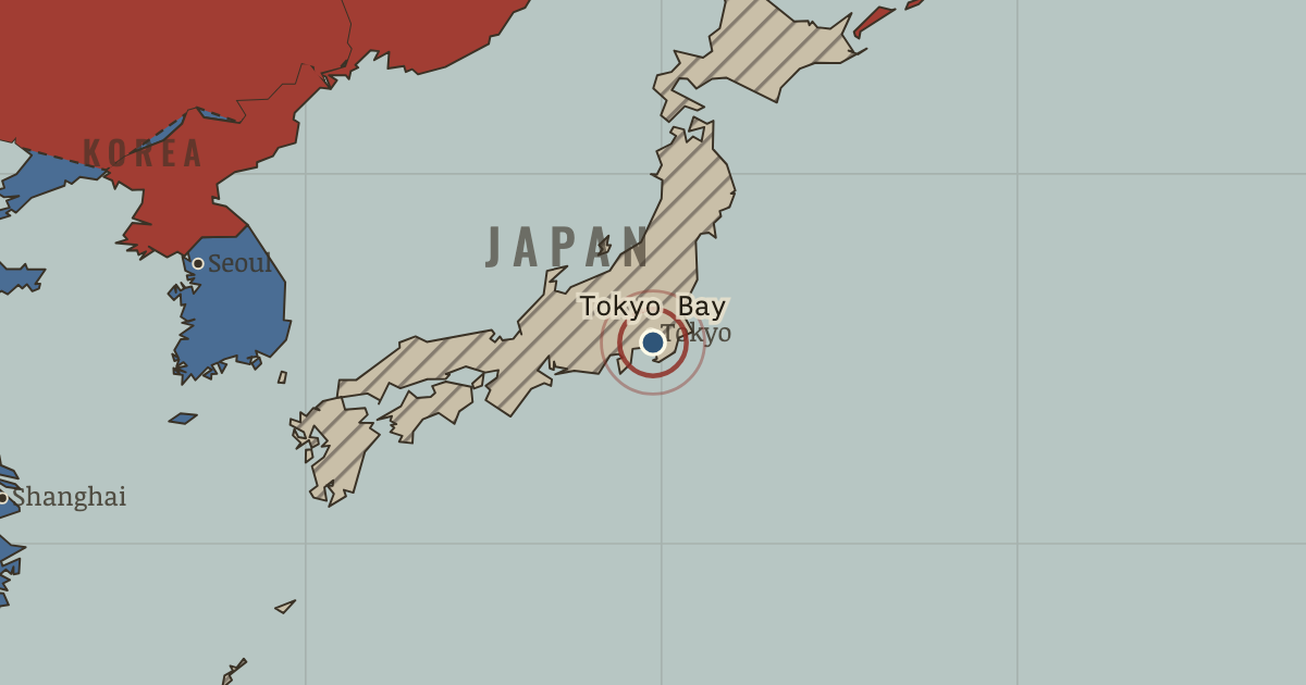 Map showing Surrender in Tokyo Bay — The War Room — WW2, 1936–1945
